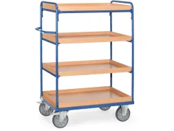 Etagewagens 8222 4 Etages Met Rand Hout 600kg 1000x700mm Ral5007