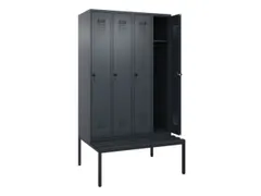 locker met bank,HxBxD 2120x1200x815mm,4vak,vak B 300mm,draaigrendel