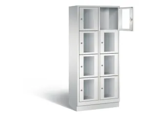 Lockerkast 1800x810x500mm 2x4 vakken Cilinderslot, Sokkel, RAL7035 - 1