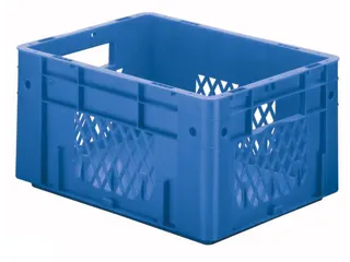 Euronorm Stapelkrat Blauw 210x400x300mm 17.5l Opengewerkt/Bodem Gesl. - 1