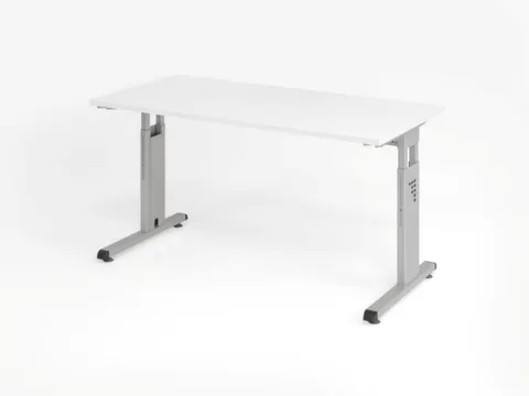 bureau,HxBxD 650-850x1400x670mm,blad wit,C-voet zilverkleurig