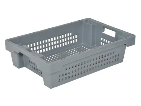 Euronorm Draaistapelbak 150x600x400mm Wanden/bodem Open Grijs 25l