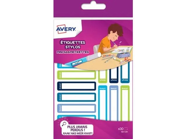 Family mini naametiketten 5 x 1cm blauw/groen 30 stuks