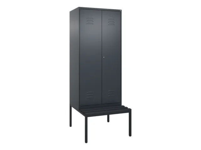 PBM-locker met bank,HxBxD 2120x800x815mm,2vak,vak B 400mm,cil.-slot