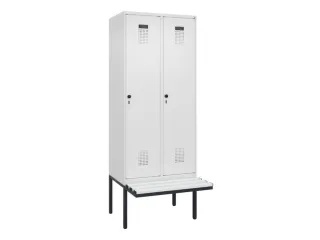 locker met bank,HxBxD 2120x800x815mm,2vak,vak B 400mm,draaigrendel - 2
