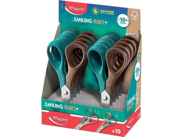 Schaar Maped Vivo Smiling Planet 12cm links display à 10 stuks assort