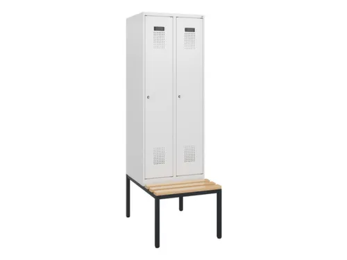locker met bank,HxBxD 1950x600x815mm,2vak,vak B 300mm,cilinderslot