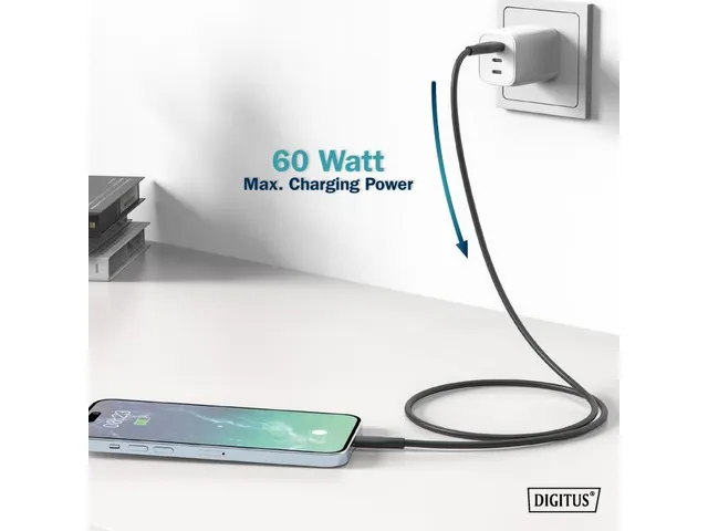 USB-C siliconen oplaadkabel USB-A USB-C 0,5m USB 2.0 60W zwart