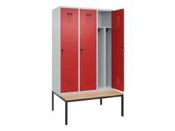 locker met bank,voor scheiding van kleding,HxBxD 2120x1200x815mm,3vak