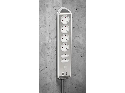 Stekkerdoos Brennenstuhl bureau Estilo 6 voudig inclusief 2 USB 2m