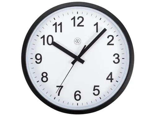 Wandklok nXt Robust dia 25,5cm zwart/wit kunststof