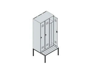 locker voor scheiding van kleding,HxBxD 2120x900x815mm,3vak - 3