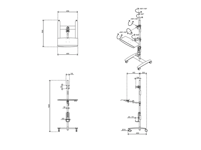Monitorstandaard Verrijdbaar Viewmate Combo Trolley 702