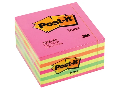 Memoblok 3M Post-it 2028 76x76mm kubus neon kleuren