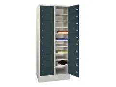 Wasgoedkast 1850x770x500 2x10 Vakken Sokkel Ral7035 Front Ral7016