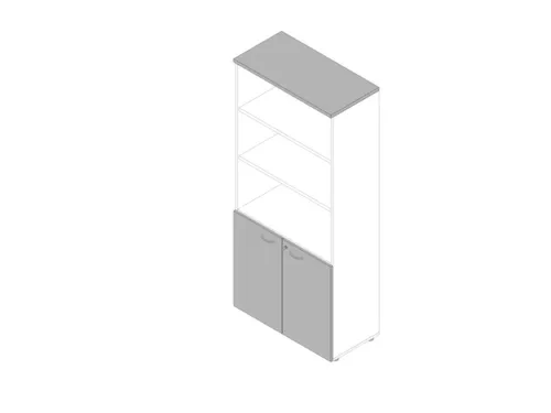 kantoorkast,HxBxD 2000x900x450mm,3xhouten vloer,5ordnerhoogte,romp wit