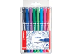Fineliner STABILO Sensor 189/8 fijn assorti etui à 8 stuks