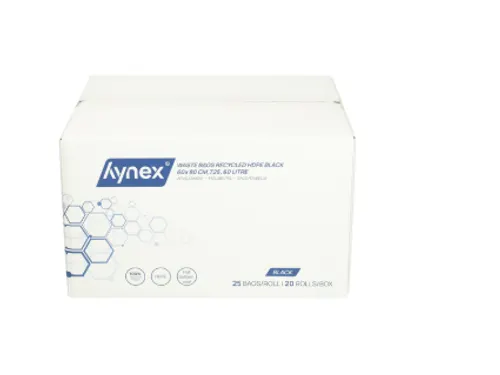 Afvalzak Hynex 70x110cm HDPE recycled T25 120L zwart rol à 25 stuks