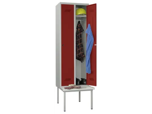 locker met bank,HxBxD 2150x800x500mm,2vak,RAL7035,front RAL3000