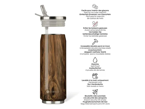 Thermosbeker Les Artistes Paris blik 500ml Wood met Rietje
