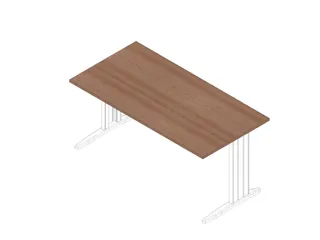 bureau,HxBxD 730x1600x800mm,blad canaletto-hout,C-voet wit - 1