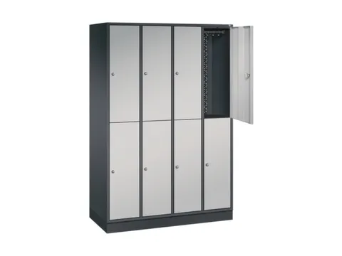 Dubbeldekse garderobekast,HxBxD 1950x1220x500mm,4x2vak.,vak B 260mm