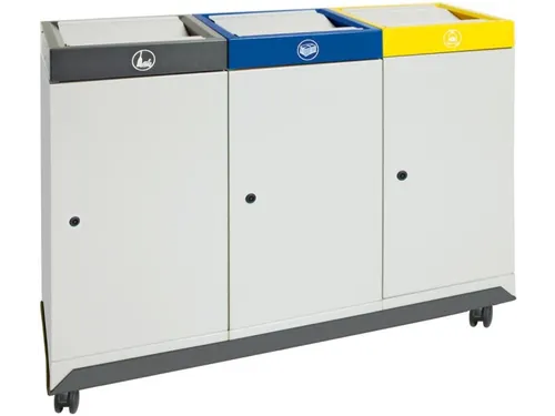 Afvalverzamelstation Vuurremmend 3X30 Liter 700X910X300Mm Grijs