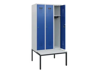 locker met bank,HxBxD 1950x900x815mm,3vak,vak B 300mm,cilinderslot - 1