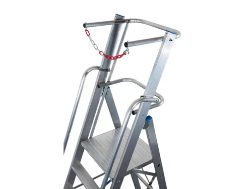 verrijdbare treden-platformladder eenzijdig 14treden stand H 3 3m
