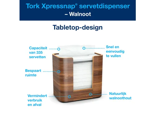 Tork 273002 Xpressnap tabletop servetdispenser N4 compact Walnoot