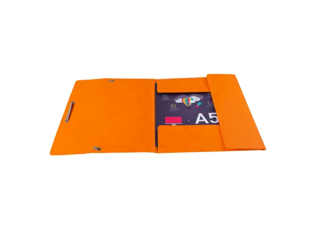 Elastomap 3 kleppen glanskarton 400gm² schoolformaat 17x22cm Assorti