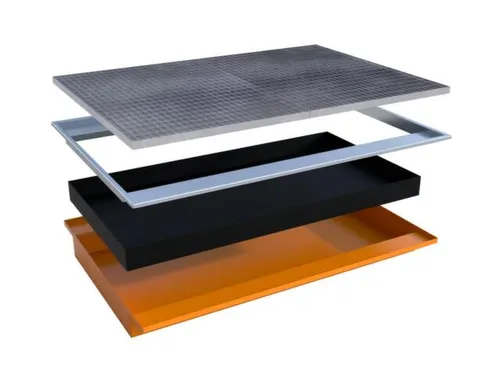 ophangbak,opvangvol. 173l,HxBxD 165x1765x1265/915mm,m. PE-element