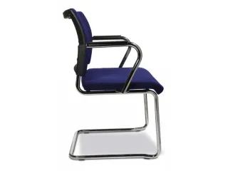 Bezoekersstoel Armleuningen Blauw Stof Zitting 450x480mm Sledeframe - 4