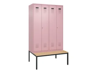 PBM-locker met bank,HxBxD 2120x1200x815mm,4vak,vak B 300mm - 2
