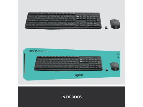 Logitech MK235 toetsenbord Inclusief muis USB QWERTZ Duits Grijs