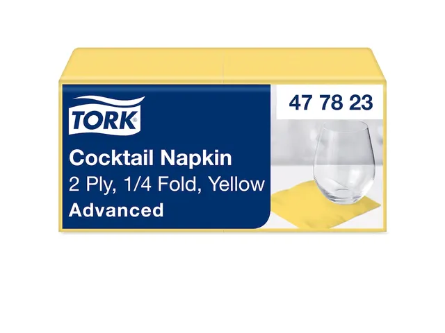 Tork 477823 Cocktailservet Advanced Geel 24x24cm