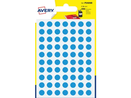 PSA08B ronde markeringsetiketten diameter 8 mm blauw