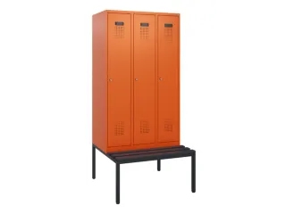 locker met bank,HxBxD 1950x900x815mm,3vak,vak B 300mm,cilinderslot - 2