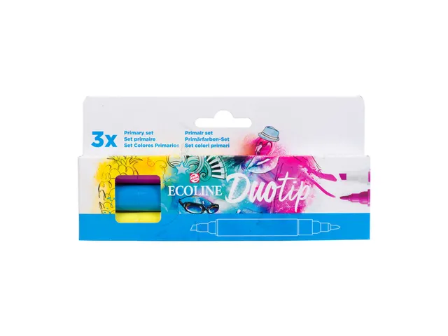 Duotip marker Ecoline primair set 3 kleuren