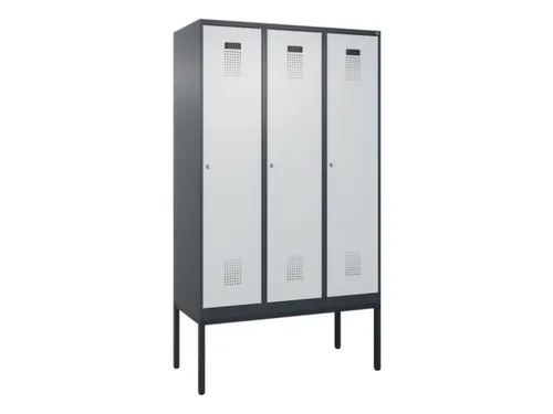 locker,HxBxD 2120x1200x500mm,3vak,vak B 400mm,cil.-slot,voetonderstel