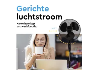 Statiefventilator BRASQ met remote Ø 40cm zwart - 11