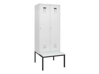 locker met bank,voor scheiding van kleding,HxBxD 2120x800x815mm,2vak - 2