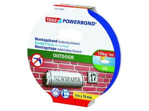 Powerbond Tesa 55751 montagetape outdoor 19mmx5m Transparant