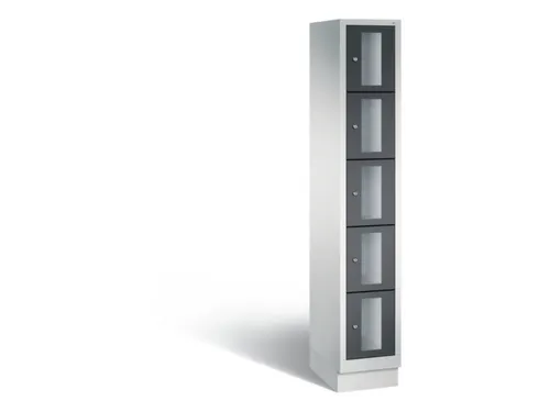 Lockerkast 1800x320x500mm 1x5 vakken Cilinderslot, Sokkel, RAL7021