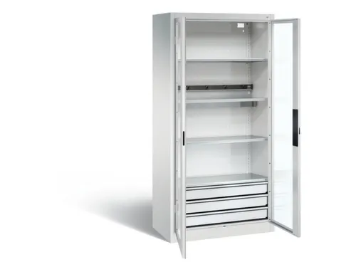 acculaadkast 1950x930x500mm 5stekkerdozen 230V cil.-slot front RAL7035