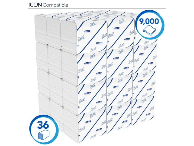 Toiletpapier Scott gevouwen tissue 2-laags 36x250stuks wit 8508