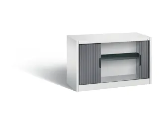 jaloeziedeurkast,HxBxD 695x1200x420mm,1xStalen bodem,rolluik RAL7021 - 2