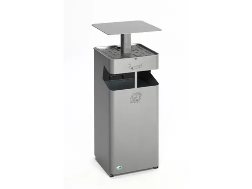 combi-asbak HxBxD 880x350x350mm afvalbak inhoud 38 liter zilverkleurig