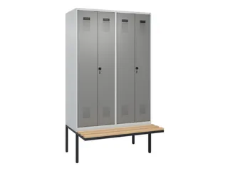 locker met bank,voor scheiding van kleding,HxBxD 2120x1200x815mm,4vak - 2