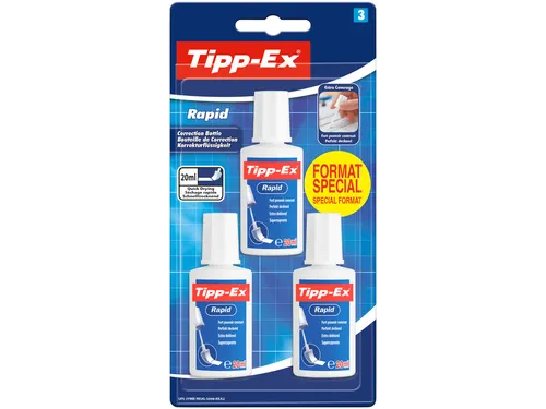Correctievloeistof Tipp-ex Rapid 20ml blister à 3 stuks